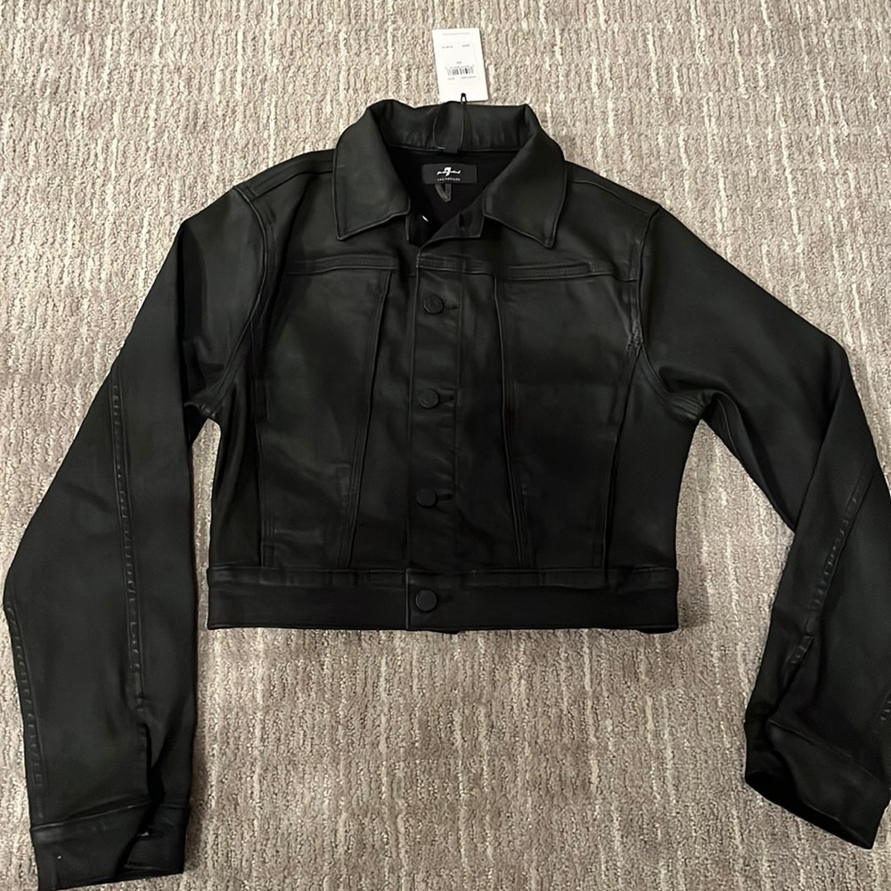 Crop 7 for all mankind black jacket